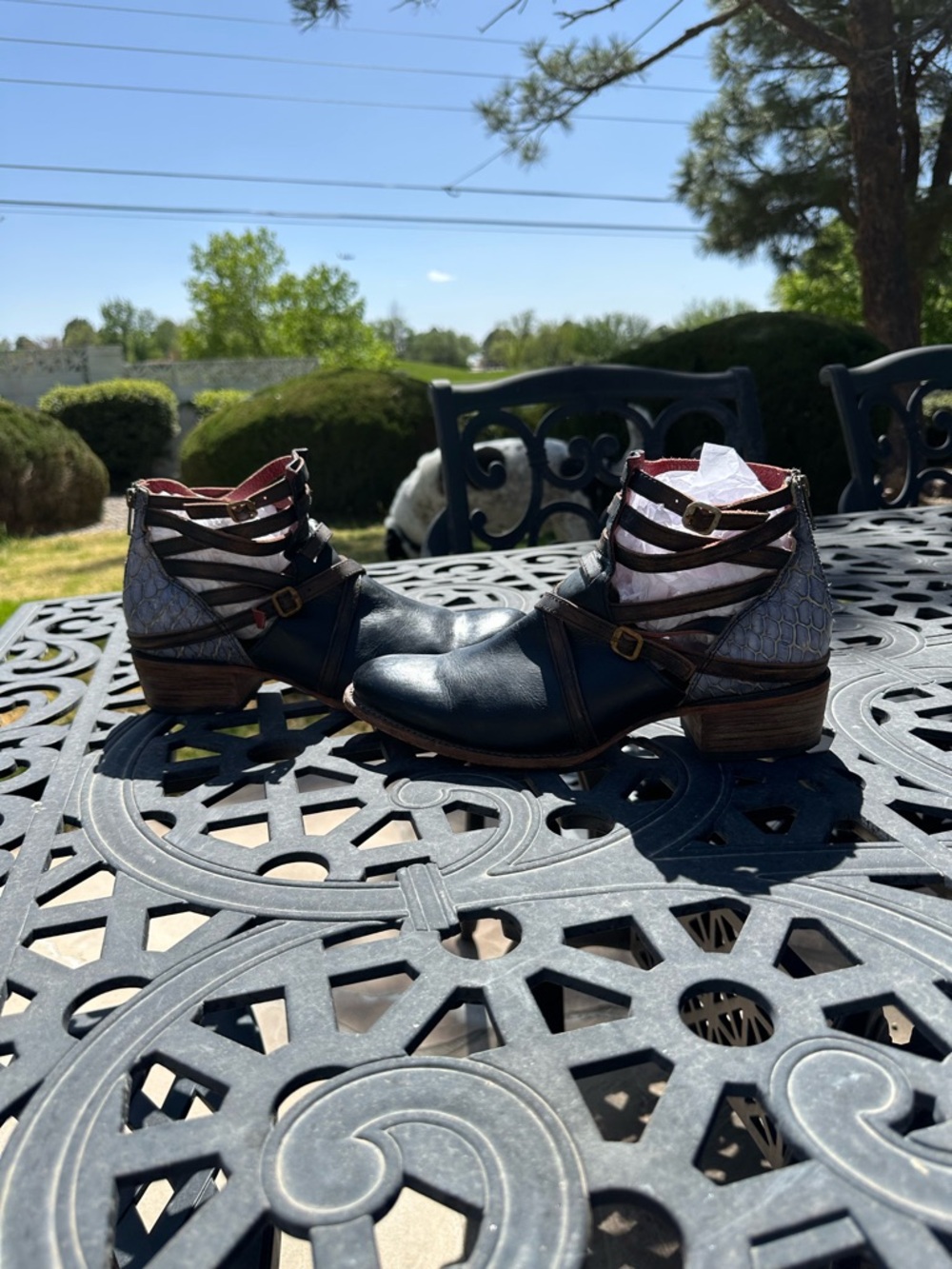 Freebird by Steven Black Brown Strappy Ankle Booties